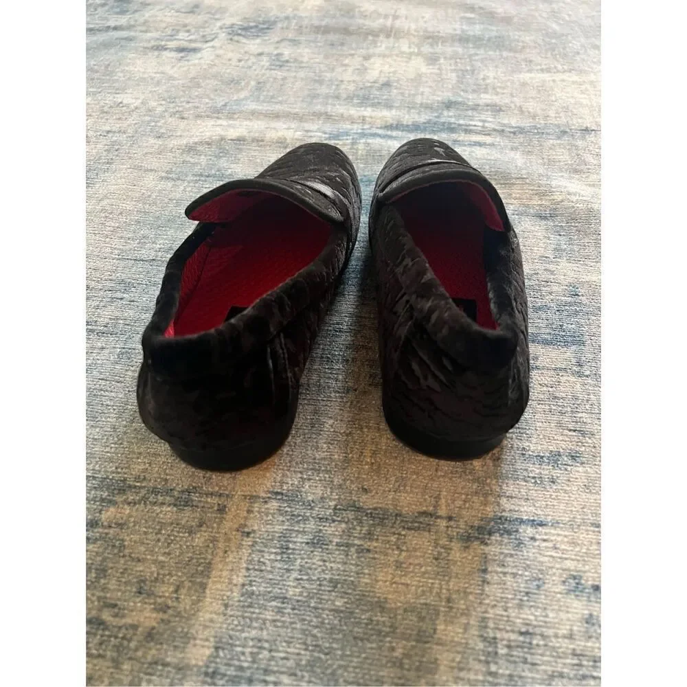 Robert David Black Textured Velvet Slip On Loafer Big Kid Boys Size 4